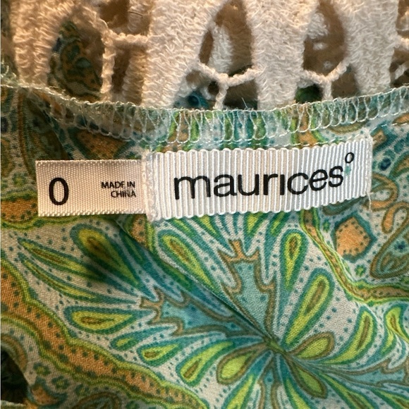 Maurices Blue and Green Sheet Tank Top with Crocheted Details on the back - Picture 2 of 7